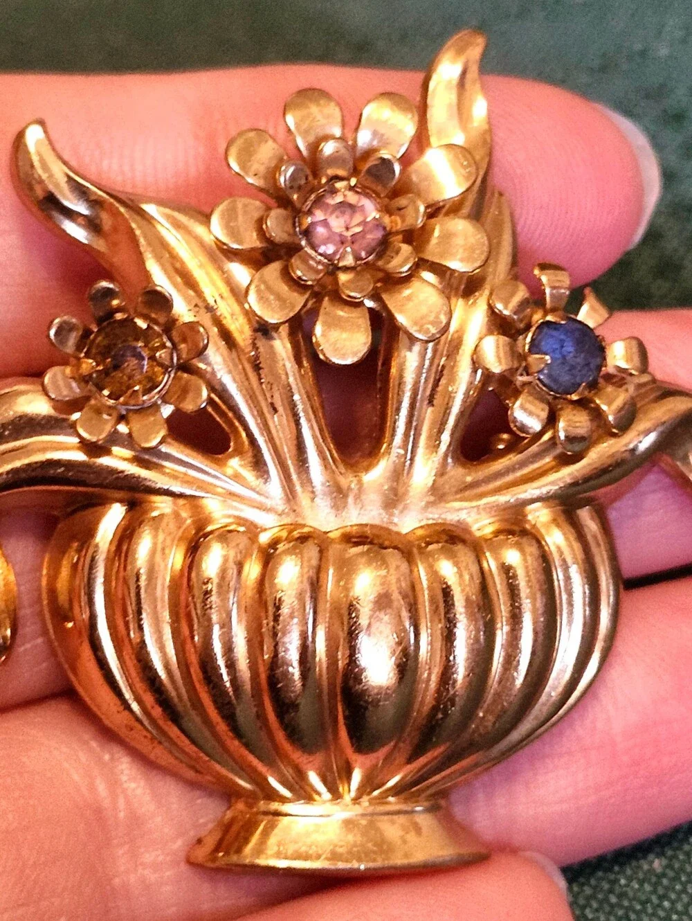 Vintage Coro 1940s Flower Basket Brooch